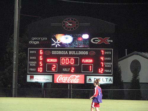 Scoreboard attests to Georgia soccer victory over Florida
